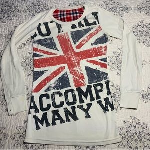 White long sleeve England graphic print grunge top